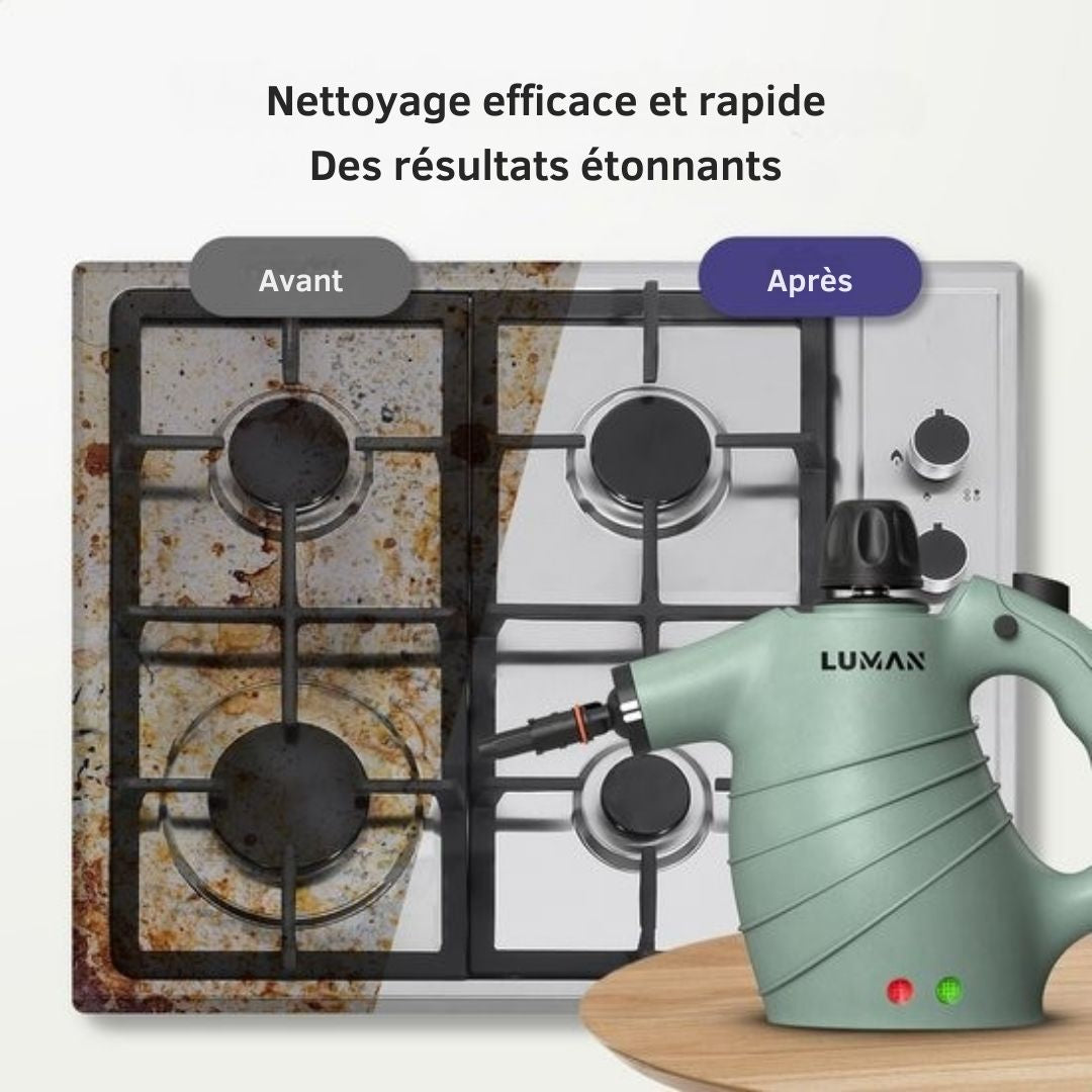 Nettoyeur vapeur portatif - LUMAN - Nettoyeur vapeur à main - 16 en 1 - Détachant - 1050 Watts - 450 ML - Vert