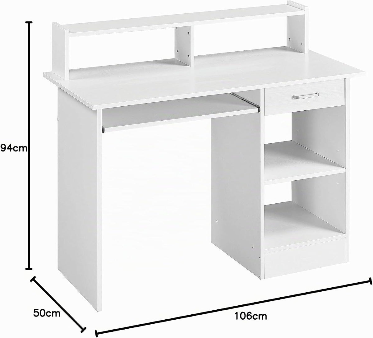 Bureau d'ordinateur Yaheetech avec tiroir pour clavier - Blanc - 106,7 x 50,8 x 94 cm