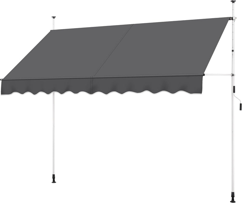 Yaheetech : store pare-soleil avec armature télescopique et manivelle - 300 x 120 cm - hauteur réglable de 210 à 300 cm - résistant aux UV - gris