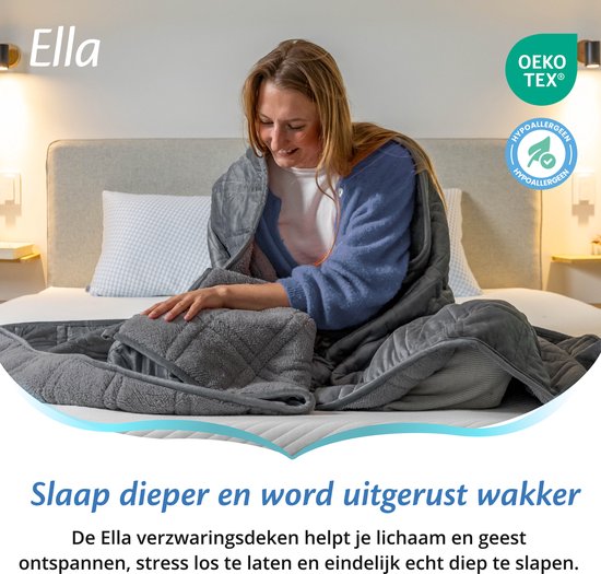 EL Life Couverture lestée 9 kg 150 x 200 cm - Couverture lestée en flanelle velours et sherpa - Weighted Blanket - Couverture lestée OEKO-TEX - Gris