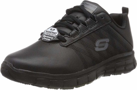 Baskets Skechers Work Relaxed Fit en cuir noir - Femme - Taille 36