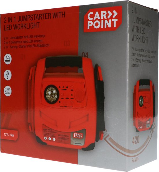 Carpoint Démarreur de démarrage 12V/7AH 2in1 LED 250A