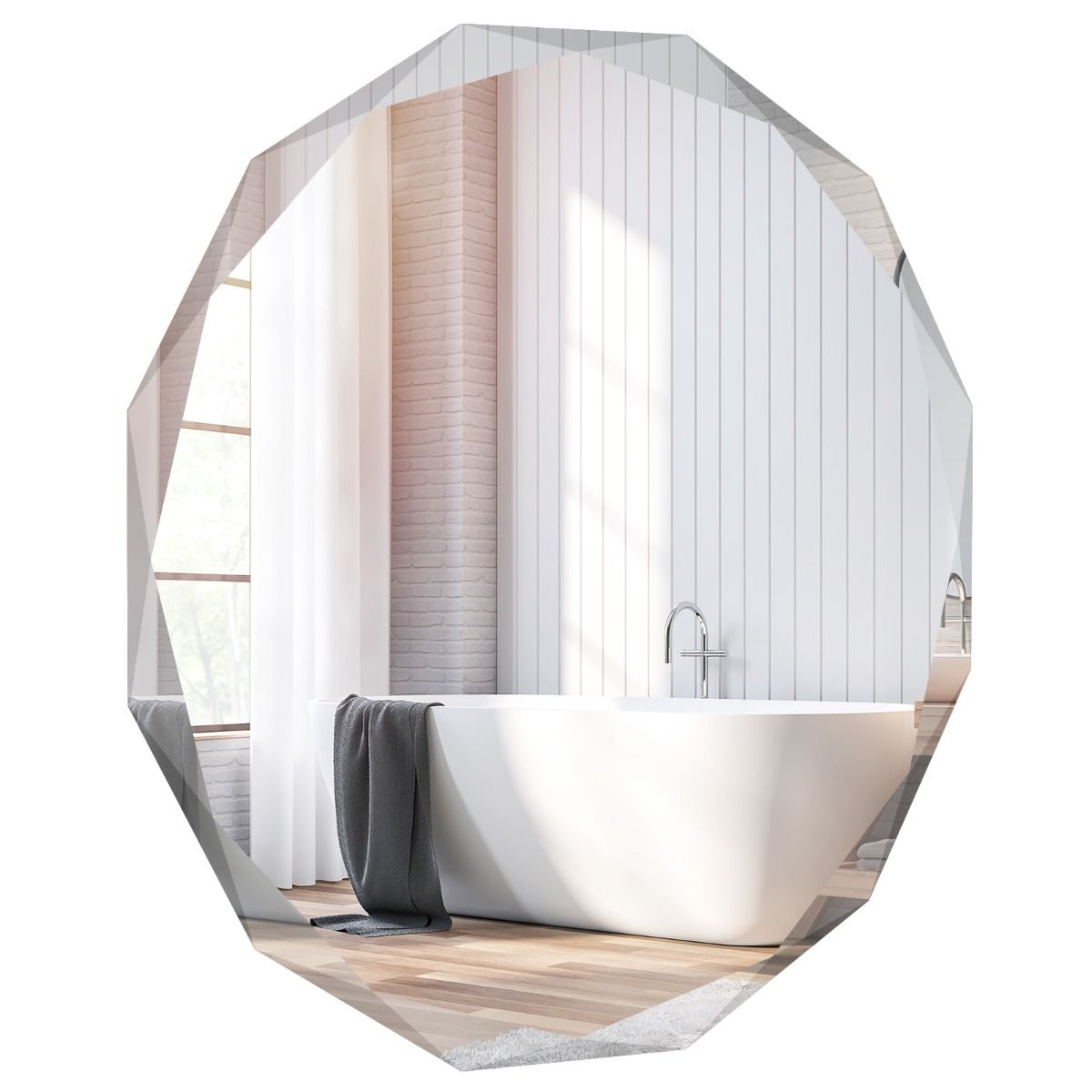 Coast Frameless Wall Mirror Round 76x76 cm Silver - Miroir décoratif pour salle de bains et couloir avec bords biseautés