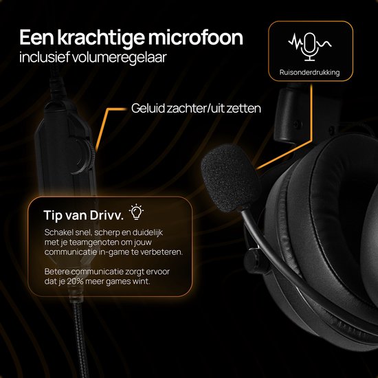 Drivv. PRO Gaming Headset with Microphone - Casque de jeu - Convient pour PS4, PS5, Xbox One, Xbox Series et PC - Casque de jeu
