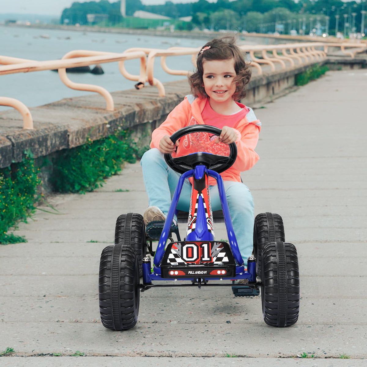 Gokart Go Cart avec frein à main Troll CAR 30kg Véhicule à pédales Véhicule à pédales pour 3-6 ans bleu
