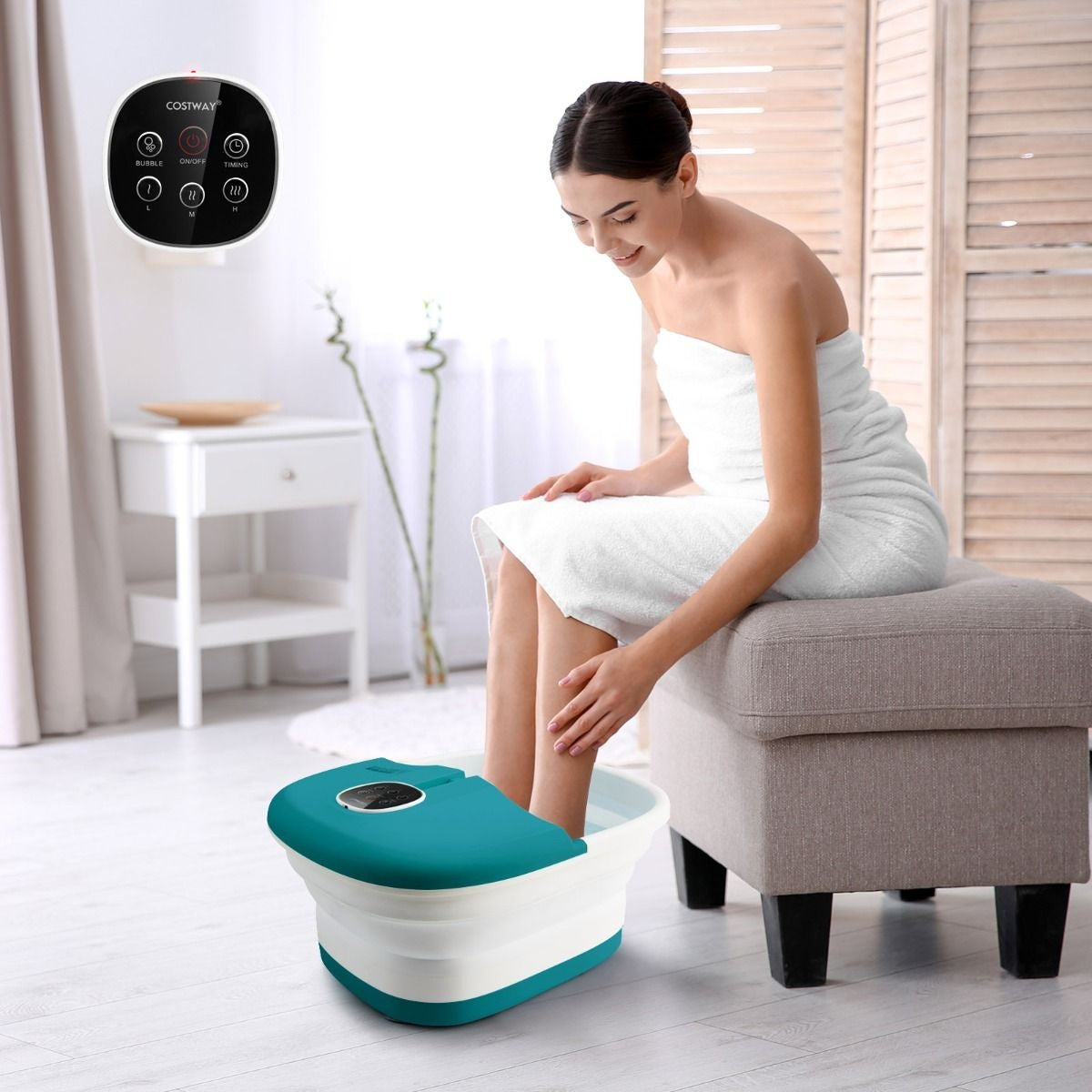 Coast foot bath massage -appareil de massage des pieds avec commande externe pliable 33.5 x 41 x 20.5 cm turquoise
