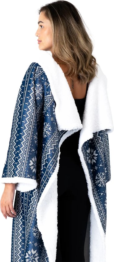 Cosas - Couverture à capuche - Plaid avec manches - Bleu - 180x130cm