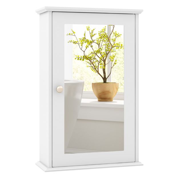 Armoire de toilette Coast - MDF - Miroir HD - 34 x 15 x 53 cm - Blanc