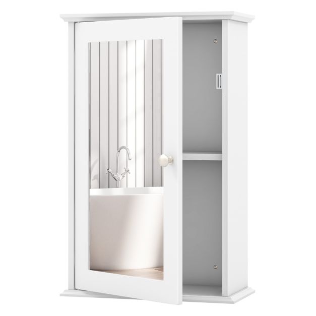 Armoire de toilette Coast - MDF - Miroir HD - 34 x 15 x 53 cm - Blanc