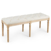 Coast Vintage Upholstered Dining Bench - Banc d'entrée et banc de lit avec pieds en bois de caoutchouc - Beige - 120 x 40 x 49 cm