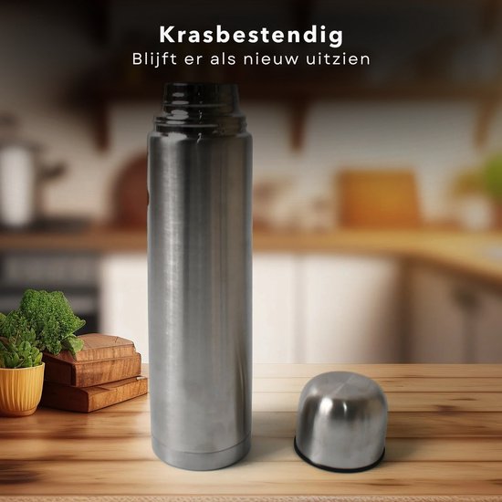 Bouteille isotherme - Tasse isotherme - Pichet isotherme - Pichet à double paroi - 0,5 litre - Acier inoxydable - Pour boissons chaudes et froides - E-book inclus