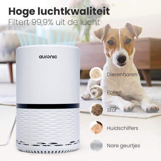 Auronic Air Purifier - Purificateur d'air avec filtre HEPA - Elimine 99.97% - 25W - 3 étapes - Blanc