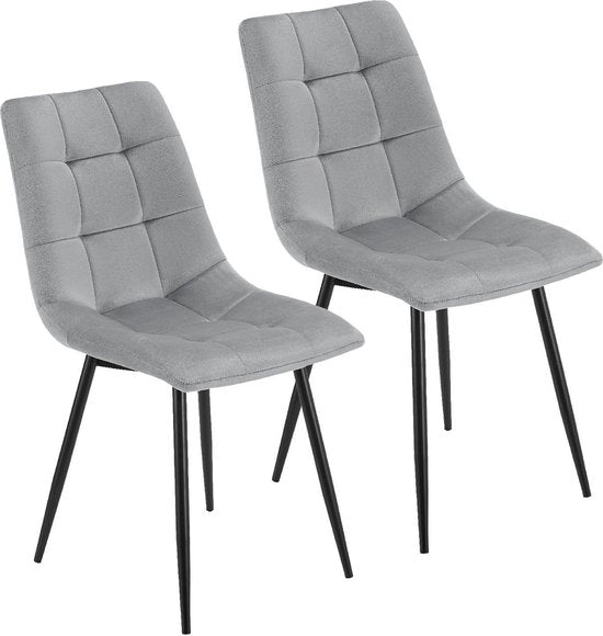 Chaises de salle à manger en acier Blanca - Lot de 2 - Velours - Gris clair