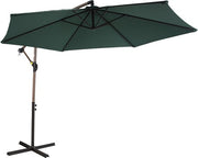 Parasol suspendu AXI Dion Ø 300 cm, aspect chêne/vert – Armature thermolaquée avec pied en croix