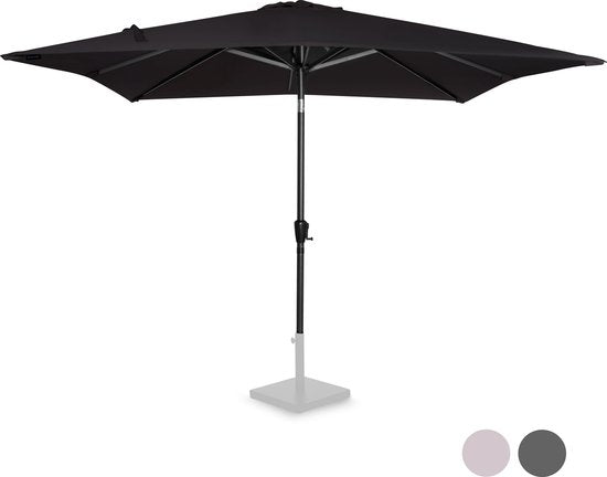 VONROC Premium Parasol à manche Rosolina 280x280cm - Housse de protection incluse - Parasol carré - Inclinable - Toile résistante aux UV - Noir