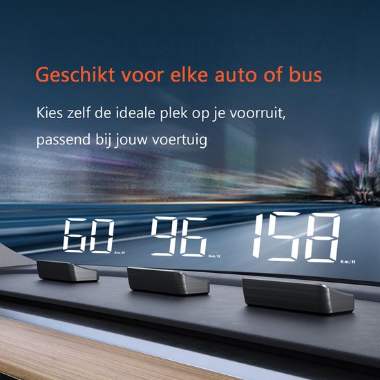 Tech Essentials® Tachymètre GPS pour voiture HUD - USB-C - Blanc | Affichages tête haute