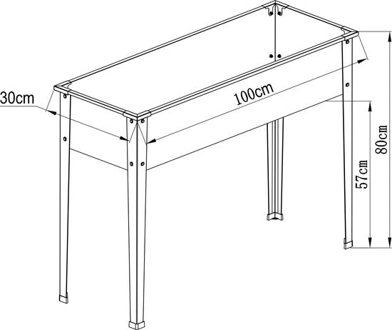 Jardinière surélevée en métal AXI – Jardinière de potager en métal sur pieds 100 x 30 x 80 cm – Avec drainage – Potager surélevé – Acier thermolaqué – Jardinière pour jardin et balcon