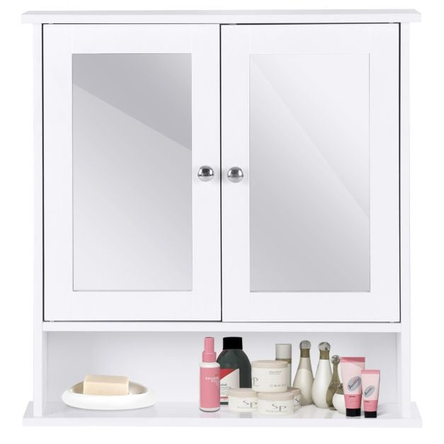Coast Armoire de toilette avec miroir et étagère - 58,5 x 56,5 x 13,5 cm - Blanc