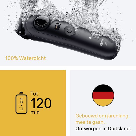 Tondeuse à barbe Braun Series 5 BT5520 + 4 accessoires - 40 longueurs - Lame de rasage tranchante - Noir