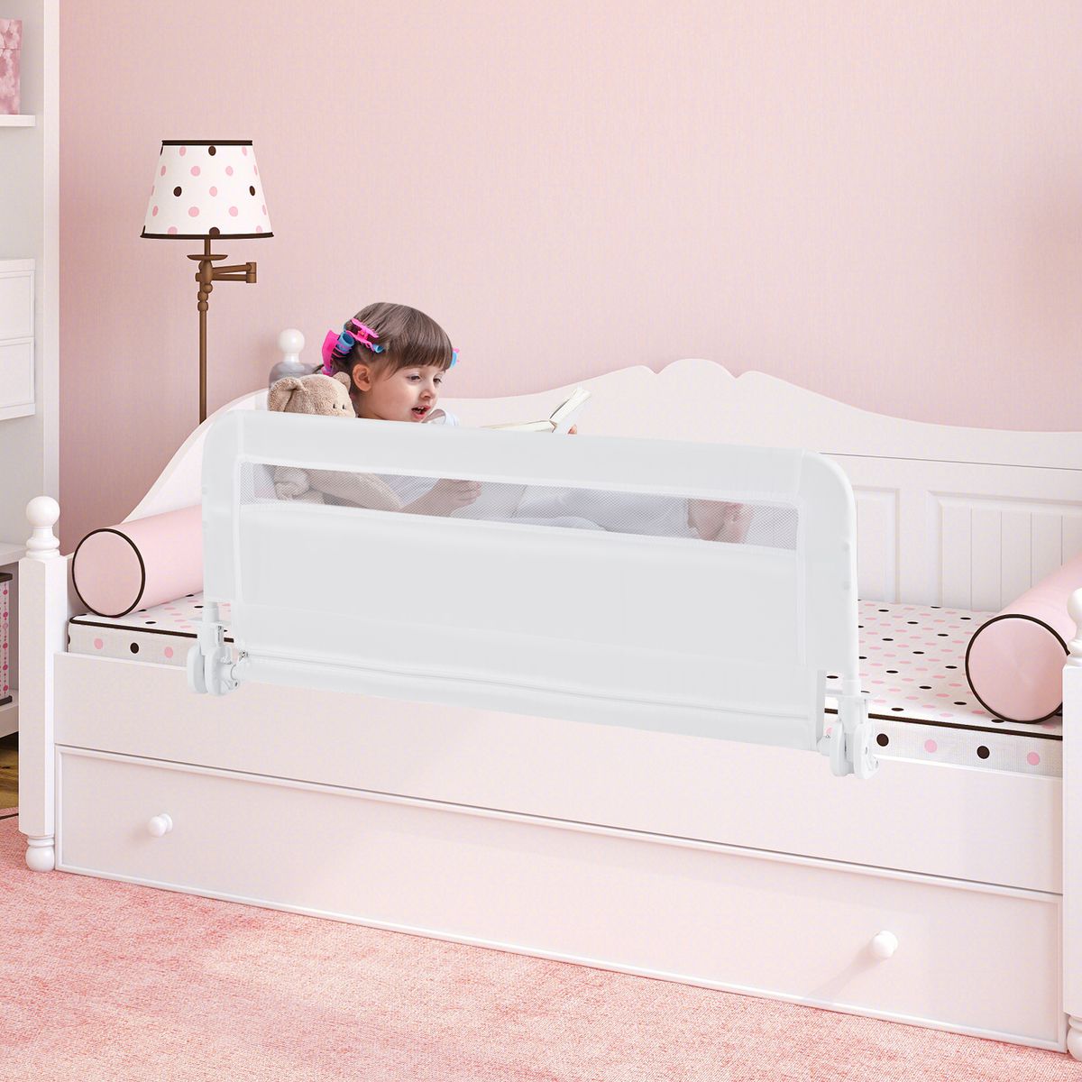 Barrière de lit Coast pour tout-petits - modèle pliable - housse amovible et lavable - blanc - 100 cm