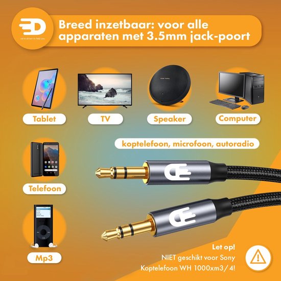 Drivv. Câble AUX 3,5 mm - Câble audio - plaqué or - mâle vers mâle - argent - 2 mètres