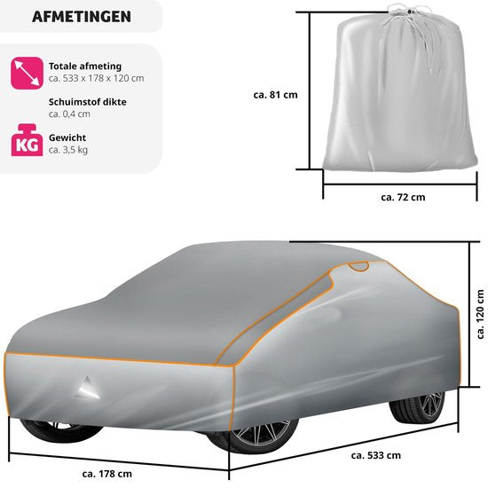 tectake® - Housse de voiture imperméable - respirante - Protection contre la grêle - 533x 178x 120cm - Extra Large - 405169
