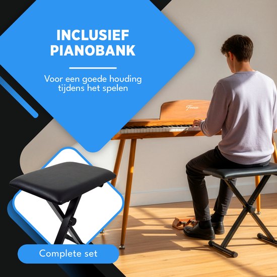 Finesse Digital Piano - 88 touches lestées - avec pédales et tabouret - Piano à clavier - Piano électrique - adulte et enfant
