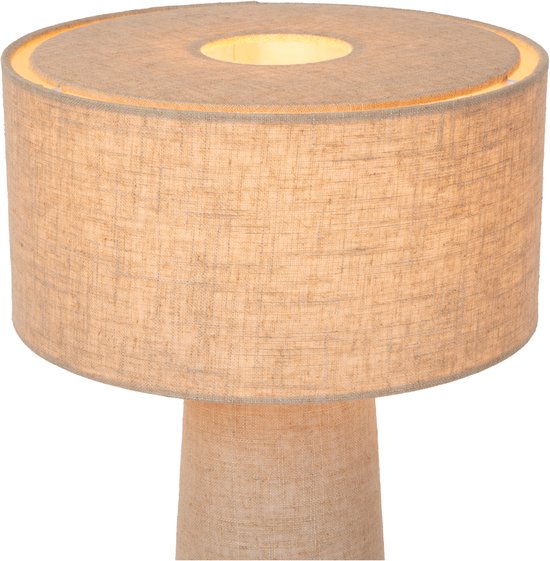 Lucide LEEROY - Lampe de table - Ø 30 cm - 1xE27 - Taupe - Japandi