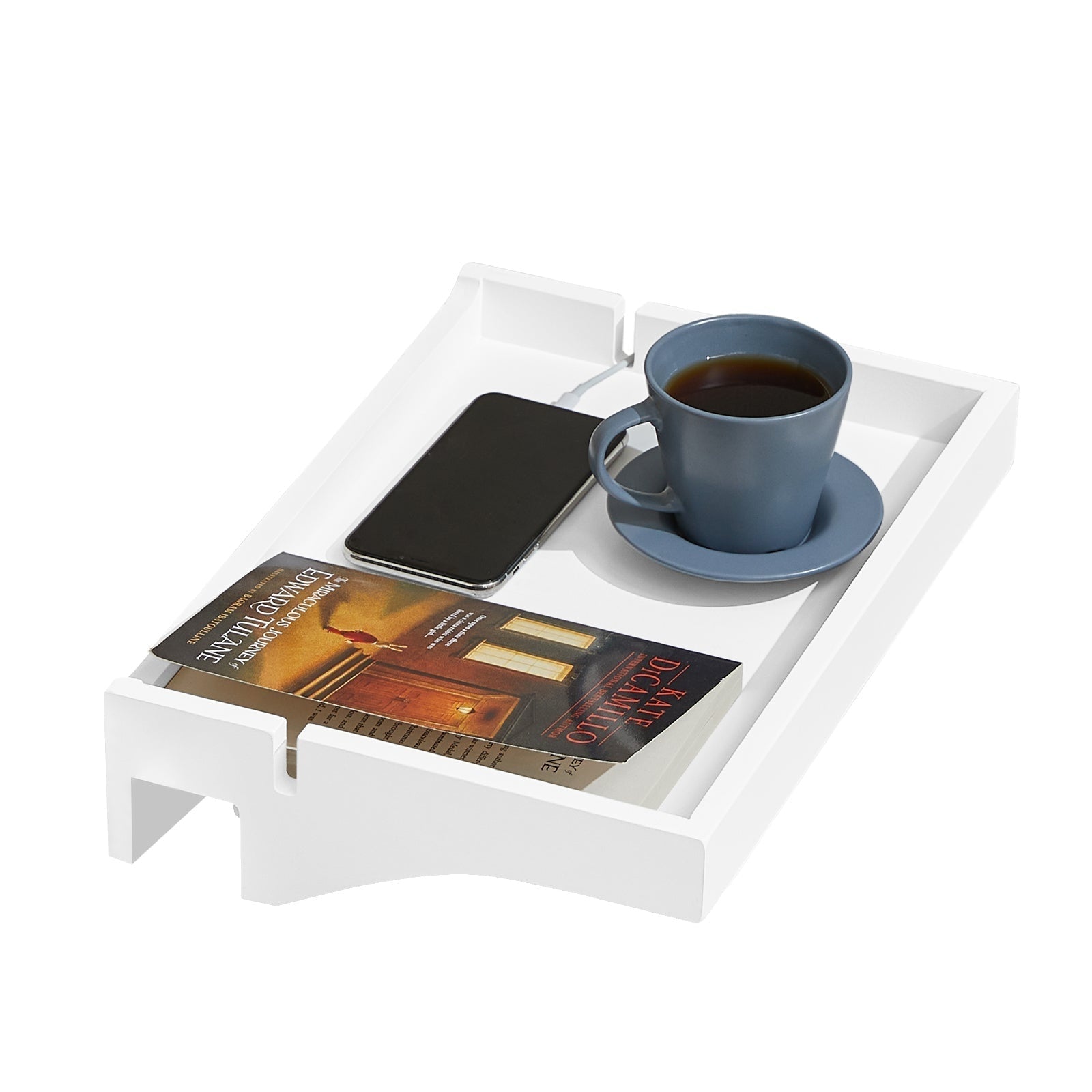 SoBuy NKD01-W Étagère de lit flottante en bambou - Max 2,5 kg - 36 x 8 x 25 cm - Blanc