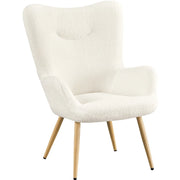 Yaheetech Fauteuil Bouclé / Fauteuil 67,5 x 70 x 97,5 cm – Ivoire chaleureux – Polyester bouclé et métal