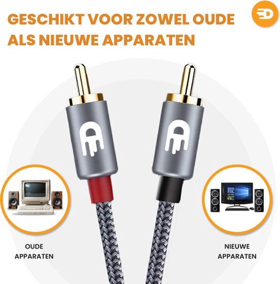 Câble audio stéréo Drivv. Premium Tulp - 2 RCA vers 2 RCA - Câble Tulp - 2 mètres
