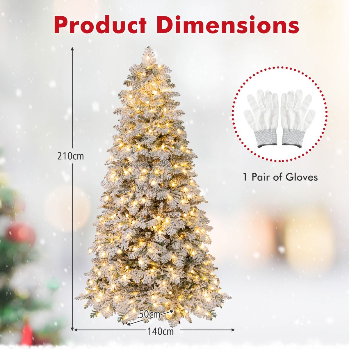 Sapin de Noël artificiel Coast - enneigé - avec éclairage LED - 210 cm - vert et blanc