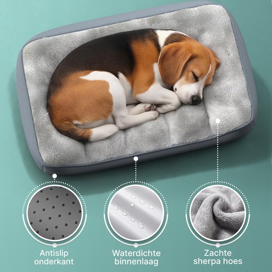 CozySense® Coussin orthopédique pour chien 89x54 cm Taille L - Imperméable et lavable - Coussin de banc et lit pour chien - Tissu Sherpa ultra doux - Gris & Anthracite