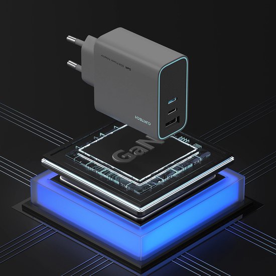 Chargeur mural Cuktech Cukad653Eugr 65 W pour téléphones Apple : 2 ports USB-C, 1 port