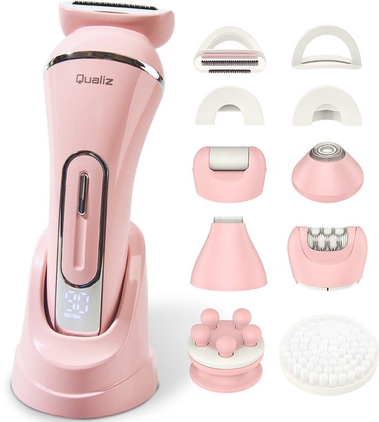 Rasoir féminin 7 en 1 - Épilateur pour femmes - Étanche IPX 7 - Rechargeable - Tondeuse pour le maillot - Rasoir intime pour femmes - Rasoirs féminins - Épilateur - Tondeuse pour femmes - Qualiz®