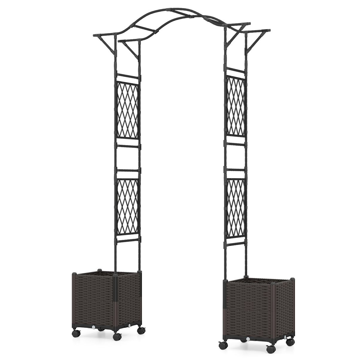 Arche de jardin Coast avec jardinières - Structure d'escalade 2-en-1 avec système d'arrosage automatique - noir