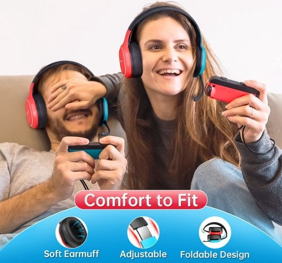 Kofire UT-01 2.4GHz Wireless Gaming Headset - Casque supra-auriculaire Bluetooth avec microphone - Multiplateforme - Rouge bleu