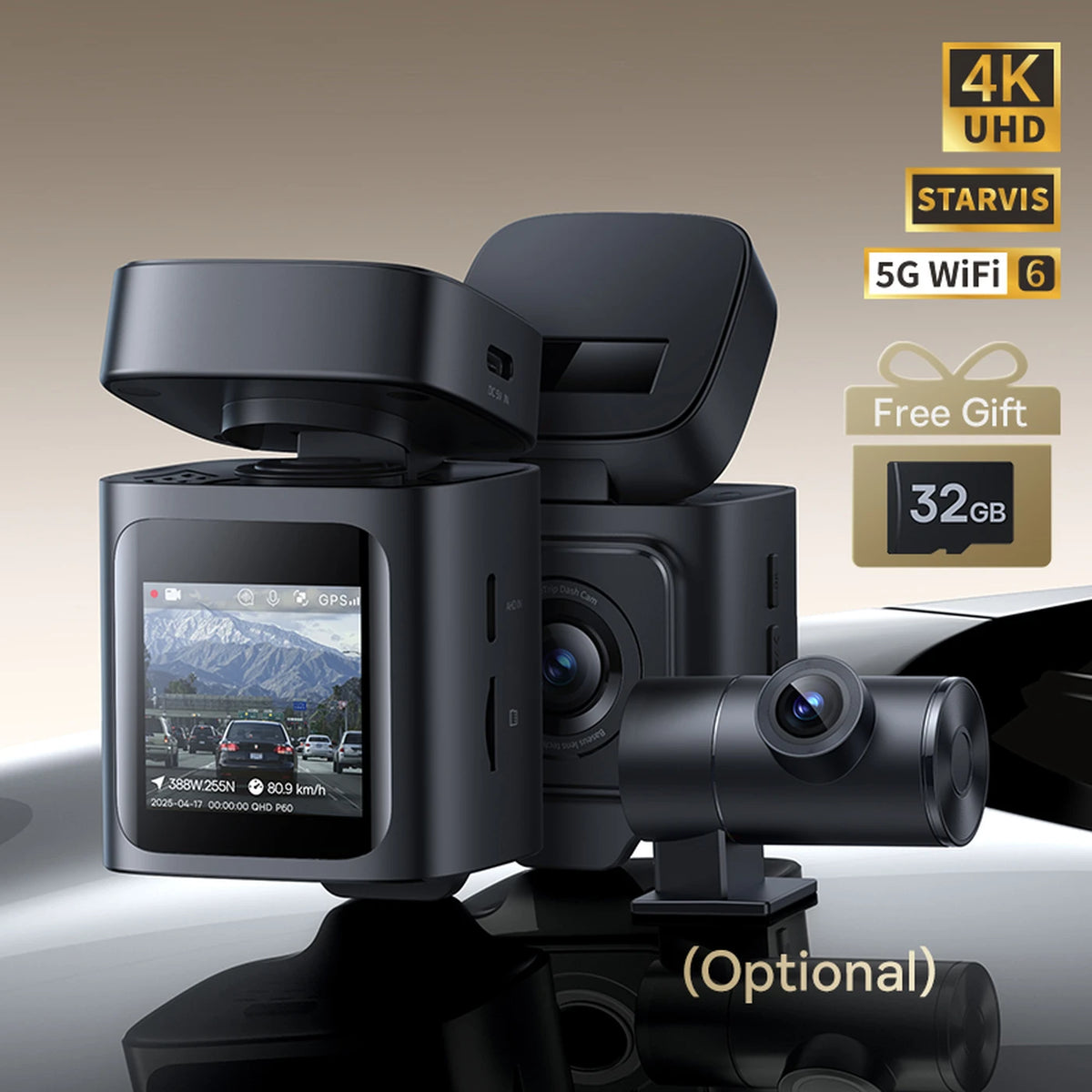 Caméra embarquée Baseus PrimeTrip VD1 Pro – Caméra avant 4K + caméra arrière 1080p – Wi-Fi – Mode stationnement – Cosmic Black