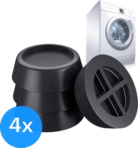 TIKKENS Amortisseurs de vibrations lave-linge/sèche-linge - Lot de 4 pièces - Tapis anti-vibrations - Pieds de sèche-linge - Amortisseur - Anti-vibrations - Caoutchouc antidérapant - Noir