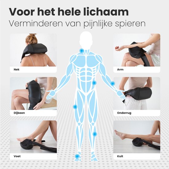 Auronic Shiatsu Massage Cushion - électrique - sans fil - appareils de massage - cou et épaules - infrarouge - étui de transport inclus - noir