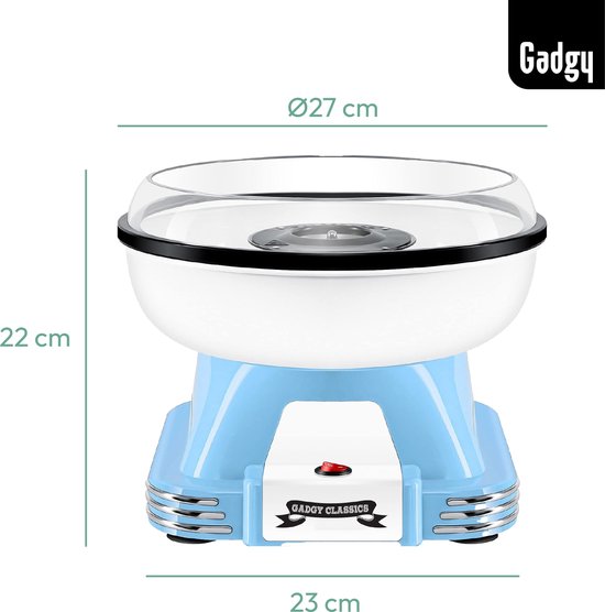 Gadgy barbe à papa Retro Blue - Avec 10 bâtonnets et cuillère à mesurer - Barbe à papa - Friandises - Fête des enfants