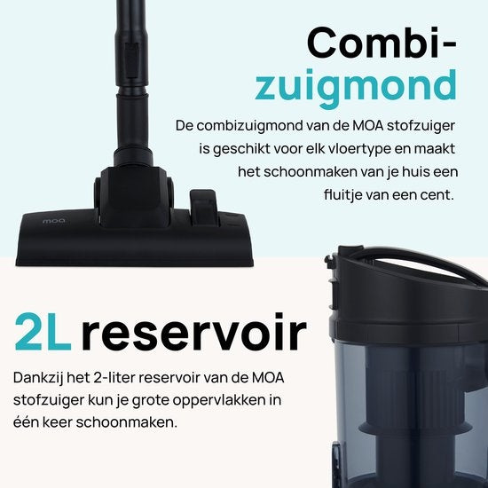 MOA Aspirateur puissant sans sac - 23 kPa - Noir - 900W - VC85B