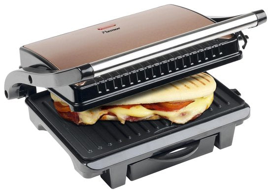 Grill de table Bestron - ASW113CO - 1 000 W - Appareil à croque-monsieur - Surface de cuisson 25 x 17 cm - Cuivre
