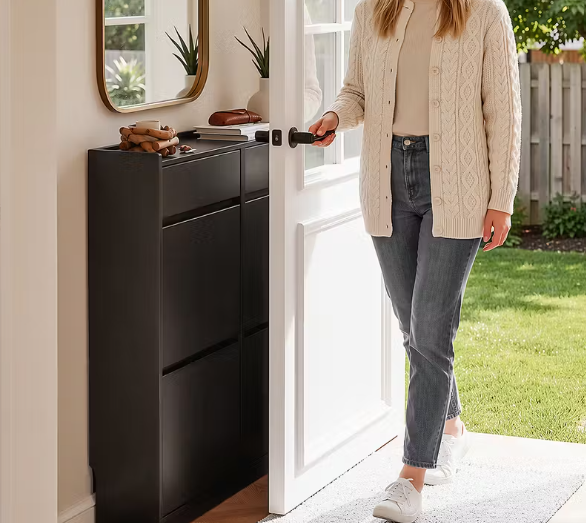 Armoire à chaussures SoBuy FSR169-SCH - Design étroit - 19 x 98 x 95 cm - Noir