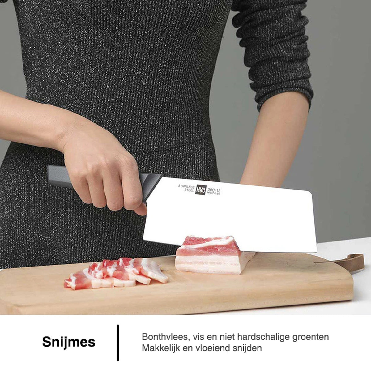 Ensemble de couteaux de cuisine HuoHou avec bloc en bois - 6 pièces - acier inoxydable