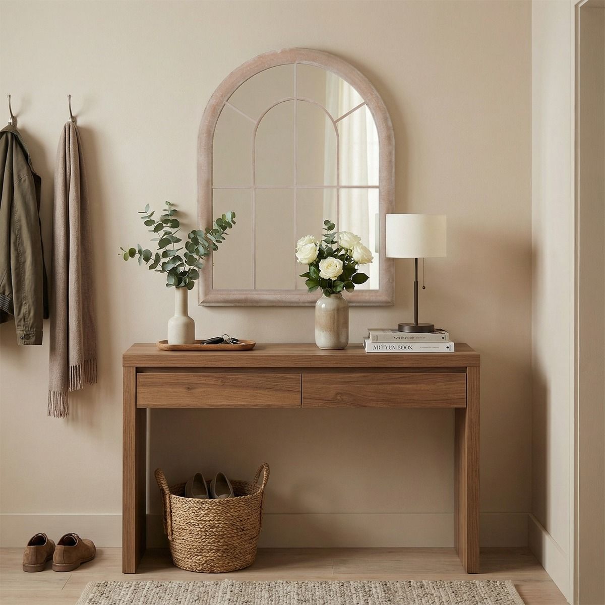 Miroir Coast pour encadrement de fenêtre - miroir mural incurvé - cadre métallique - gris - 88 x 69,5 cm