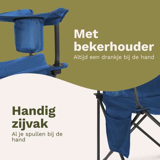 TRVLMORE Chaises de camping XXL - pliables - 2-Pack - Capacité de charge 160KG - Sac de transport inclus - Chaise pliante - Chaise de pêche - Chaise de camping - Chaise pliante - Bleu