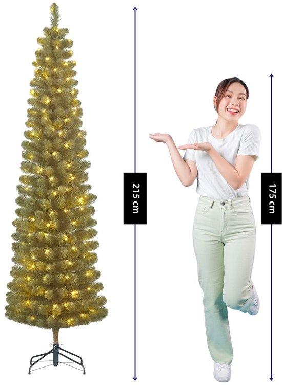Black Box Trees Charlton : petit sapin de Noël avec minuterie et fonction de variation d'intensité lumineuse - Décoration de Noël d'intérieur pour les fêtes de fin d'année - Sapin artificiel à charnières - H 215 x Ø 56 cm - Vert