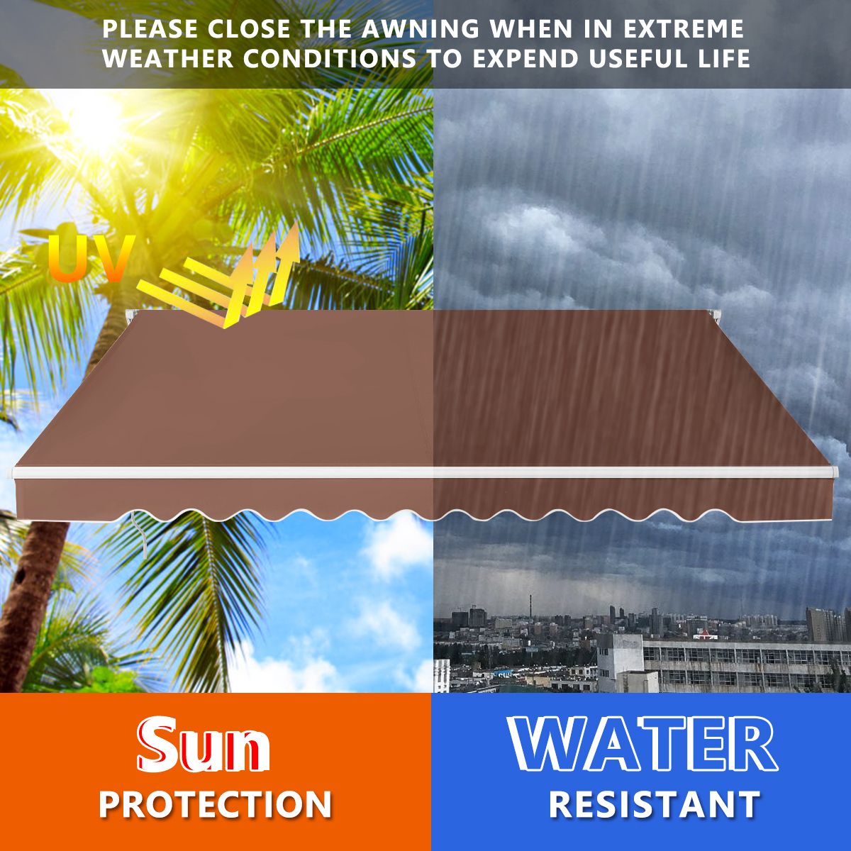 Store extensible Coast Sunshade 245 x 200 cm Marron