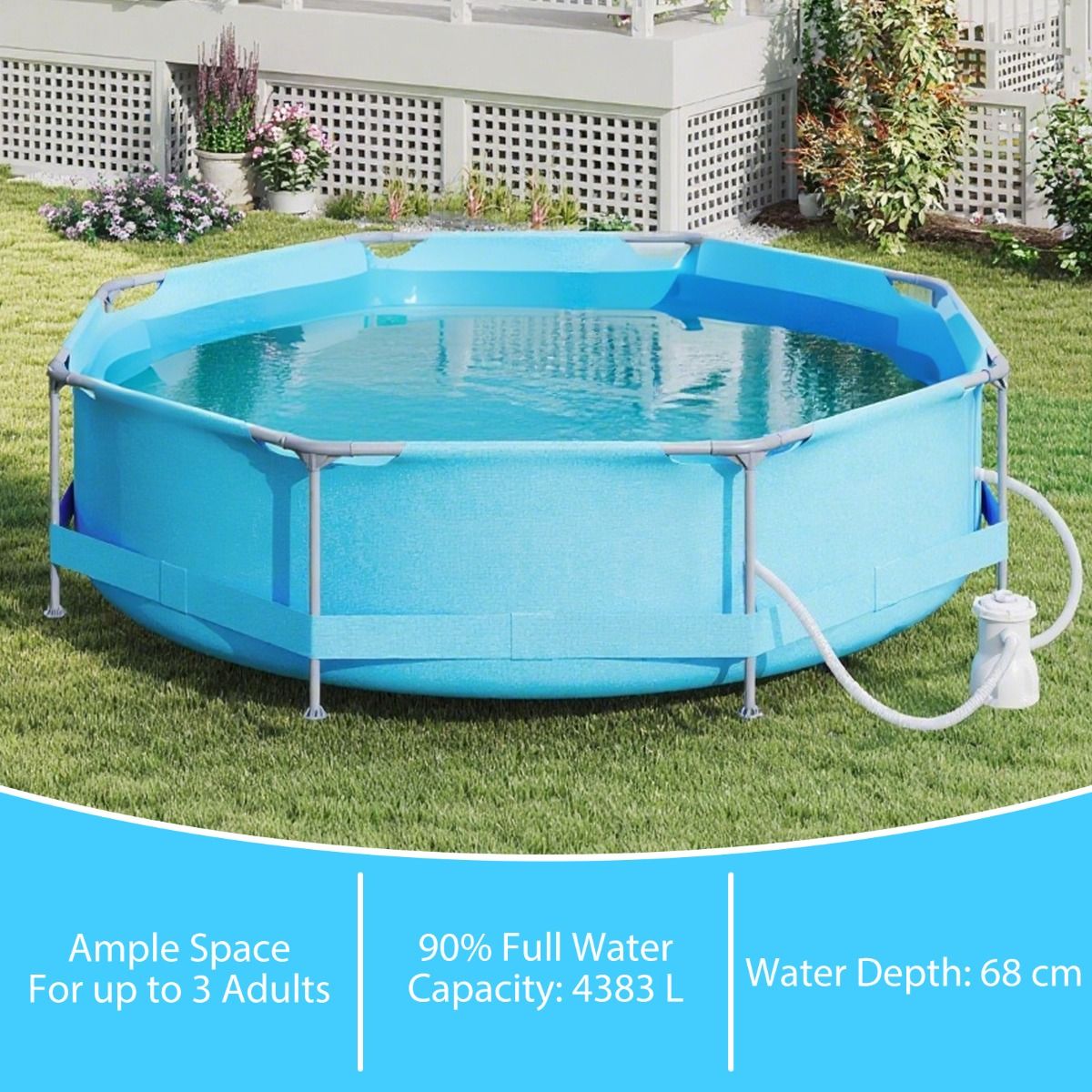 Piscine hors sol Coast - structure ronde - avec pompe de filtration - 3 m x 76 cm - bleue